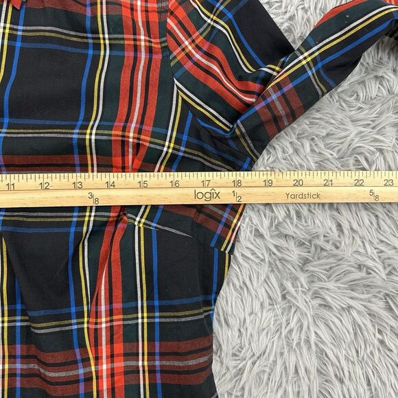 J Crew Top Womens 2 Stewart Tartan Plaid‎ NWT Organic Cotton Poplin Holiday - Picture 4 of 13